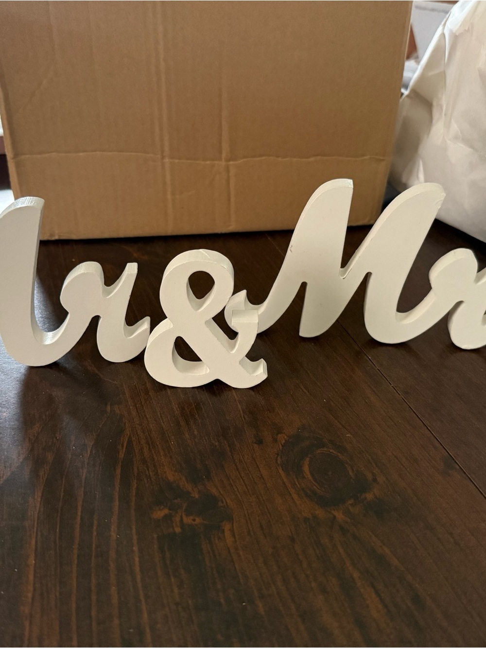 Mr & Mrs White Decorative Wooden Wedding Sign